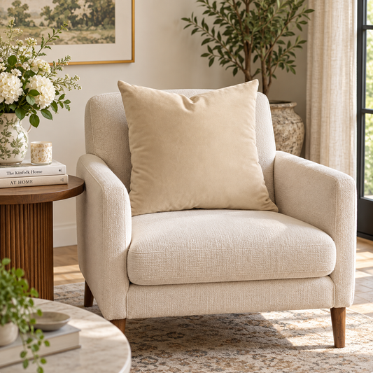 Plain Beige Velvet Cushion