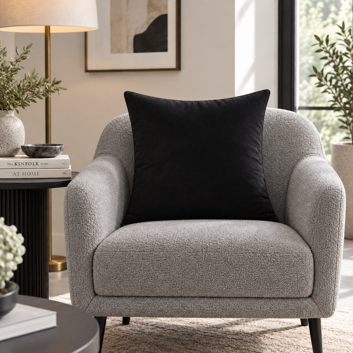 Plain Black Velvet Cushion