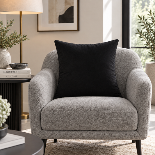 Plain Black Velvet Cushion