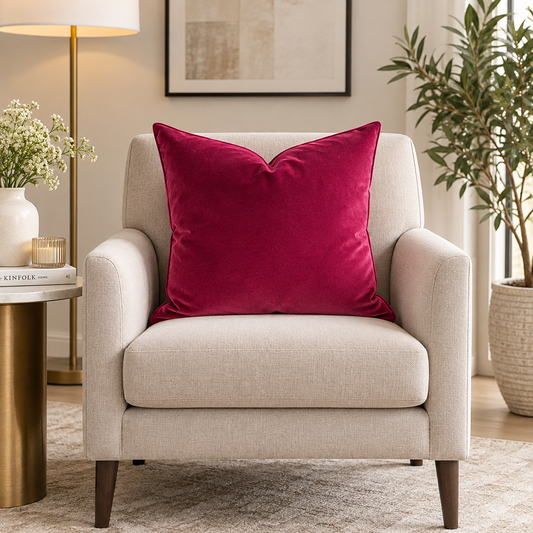 Plain Dark Pink Velvet Cushion