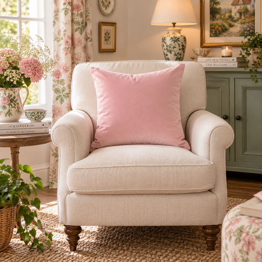 Plain Light Pink Velvet Cushion