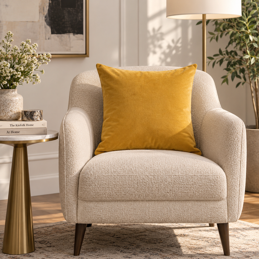 Plain Mustard Velvet Cushion
