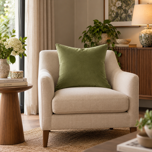 Plain Sage Green Velvet Cushion