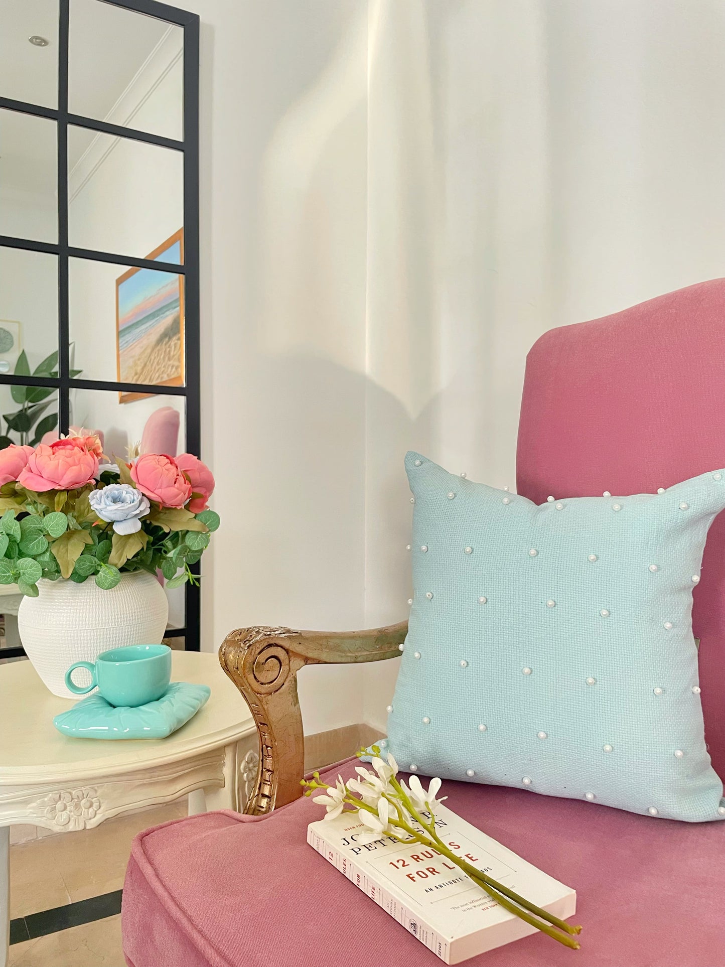 Pearls Cushion (Powder Blue)