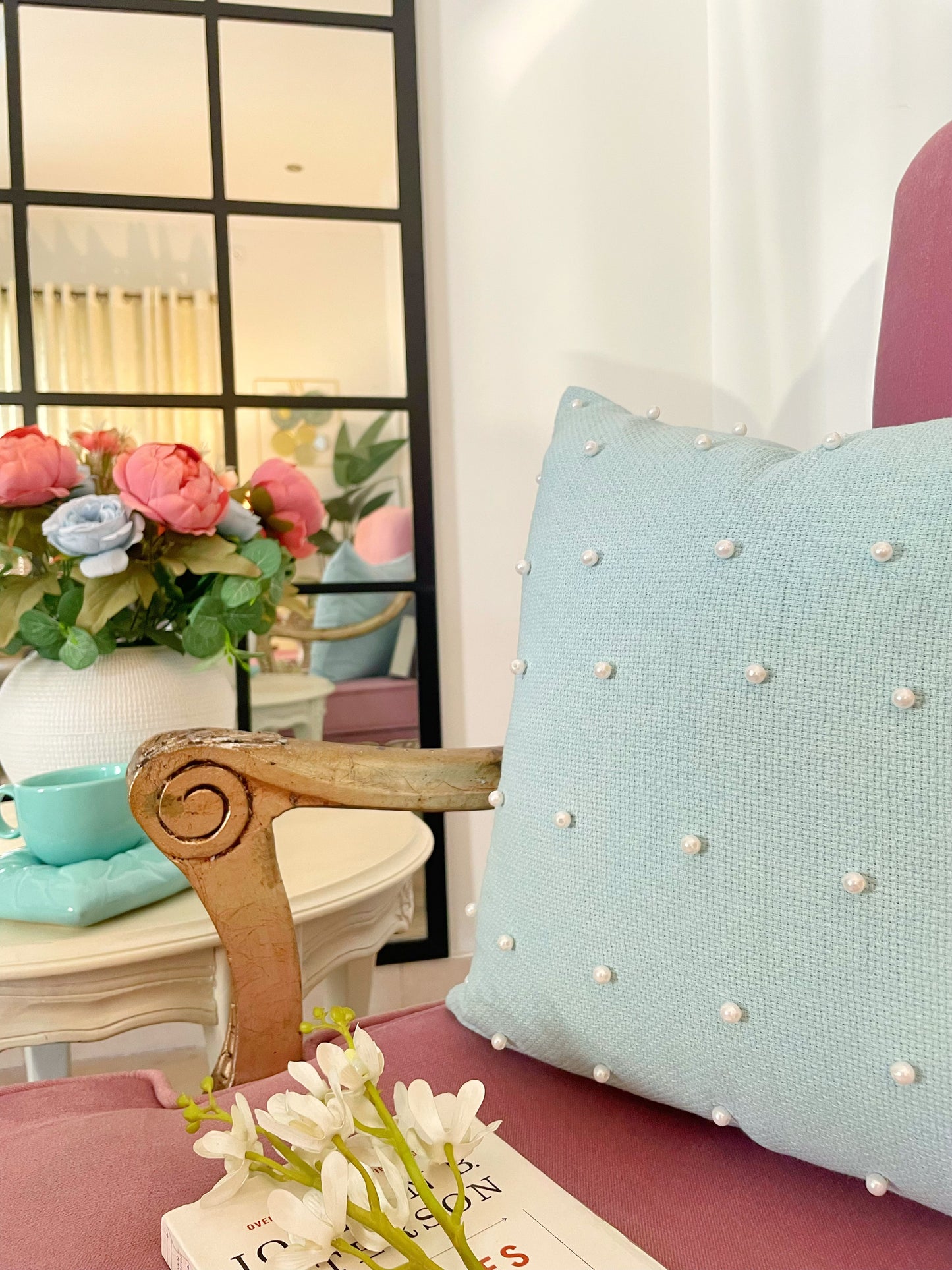 Pearls Cushion (Powder Blue)