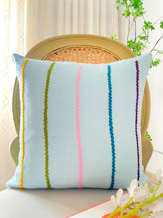 Powder Blue Embroidered Cushion