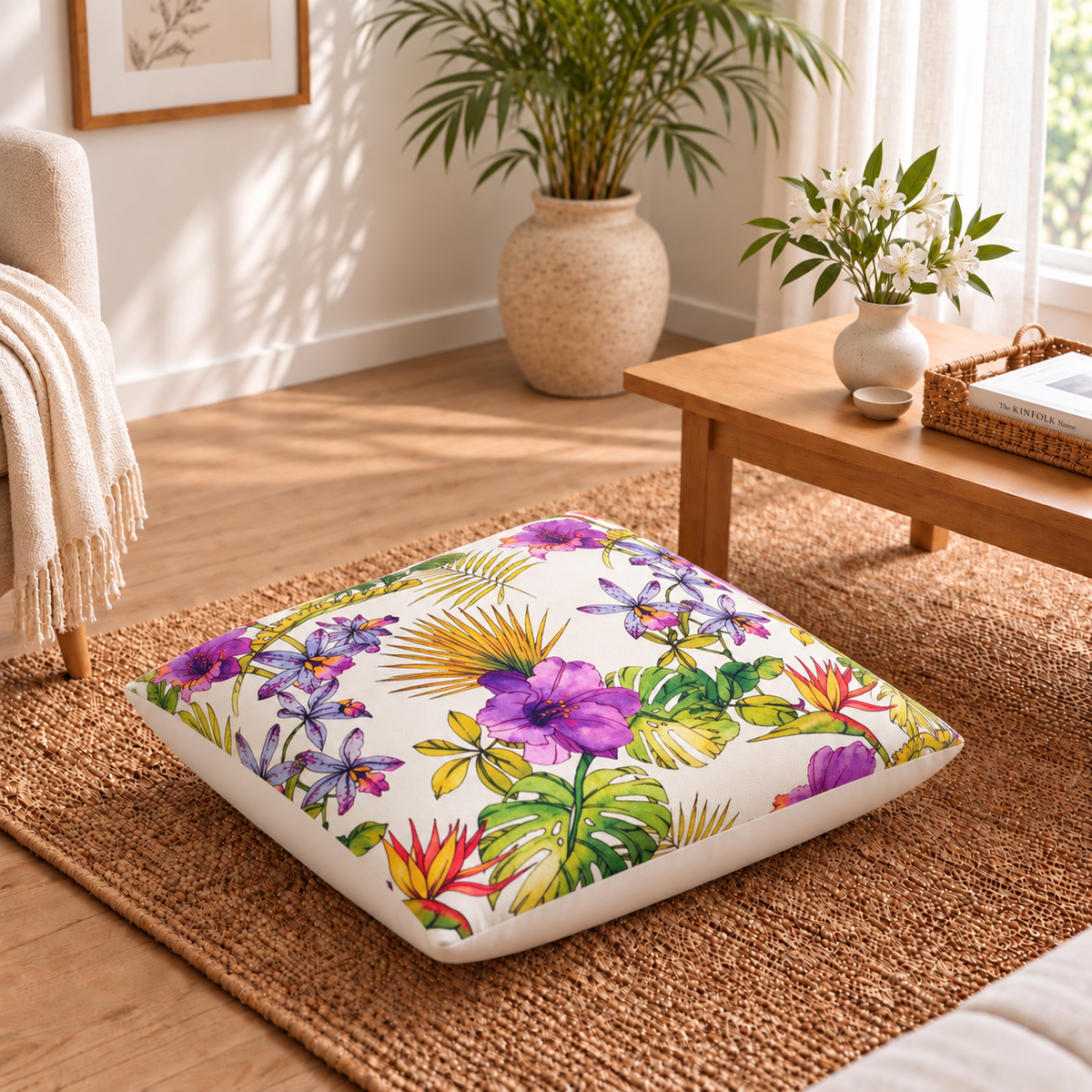 Floor Cushion Cover - Purple Orchid