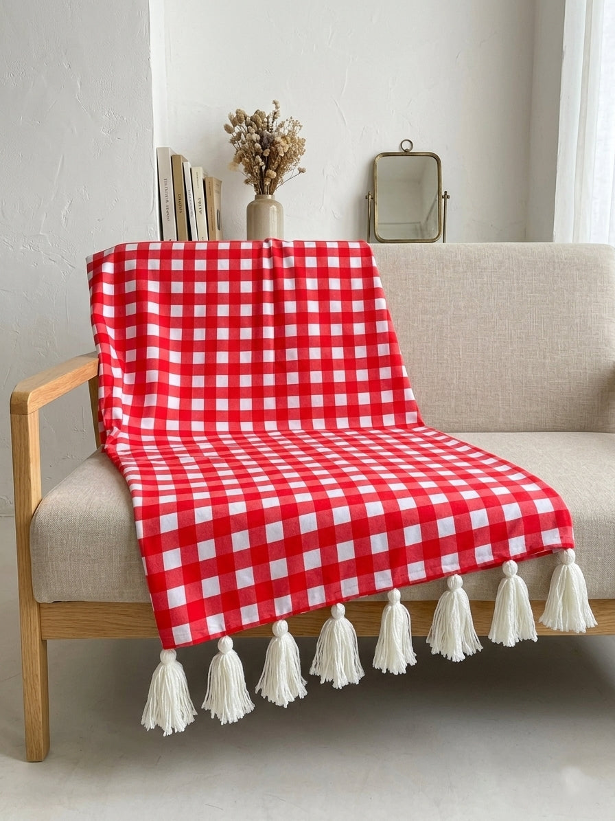 Red Gingham Throw Blanket