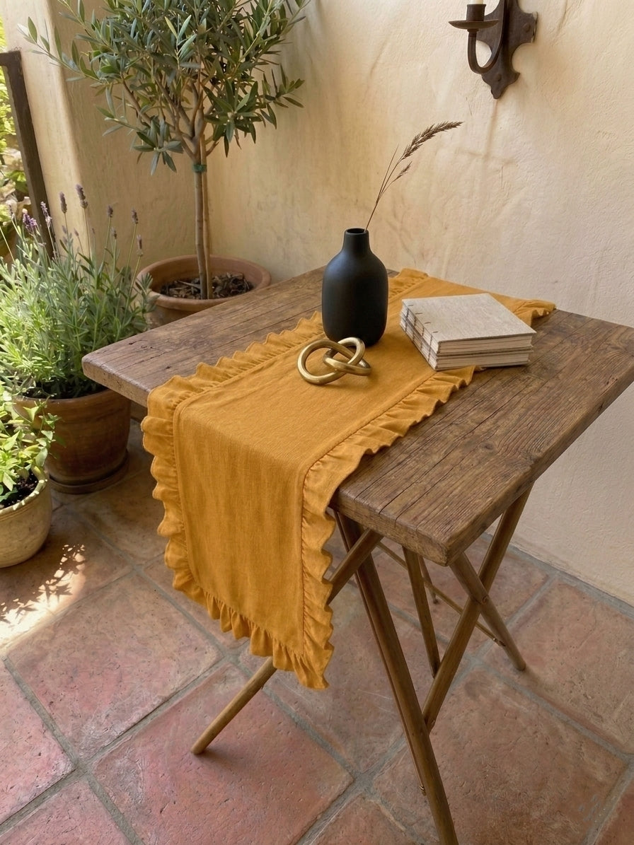 Ruffle Table Runner (Mustard)