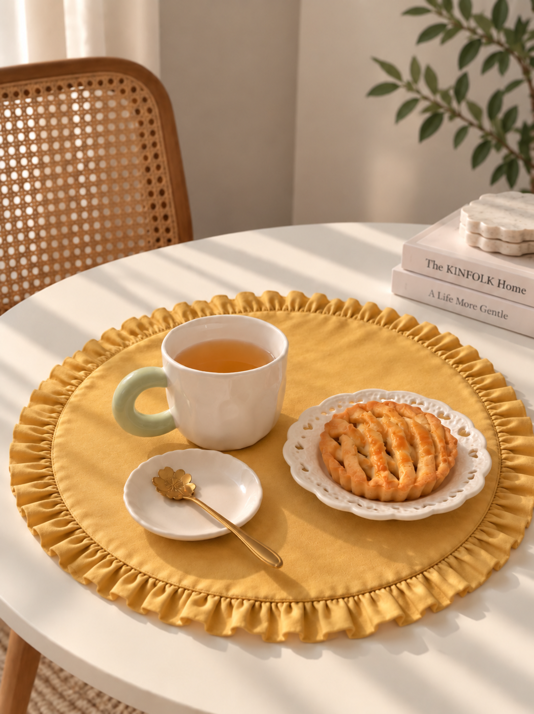 Round Ruffle Table Mat (Mustard)