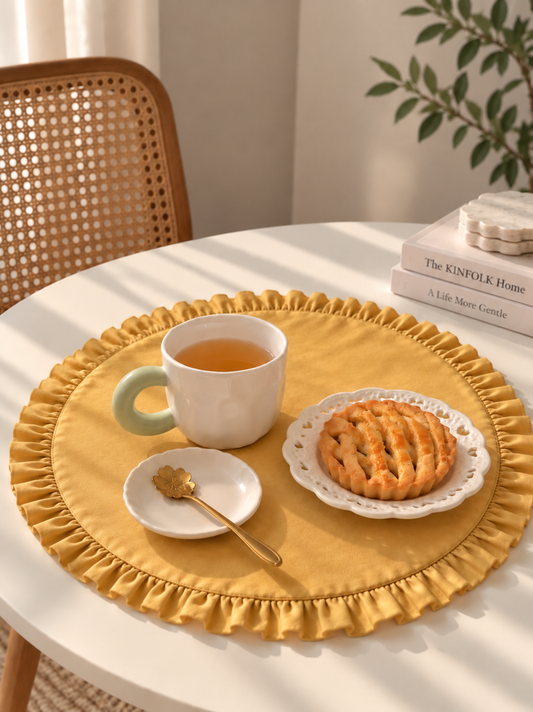 Round Ruffle Table Mat (Mustard)
