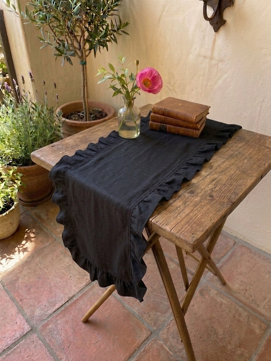 Ruffle Table Runner (Black)