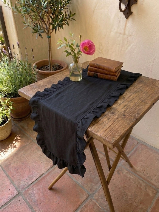 Ruffle Table Runner (Black)