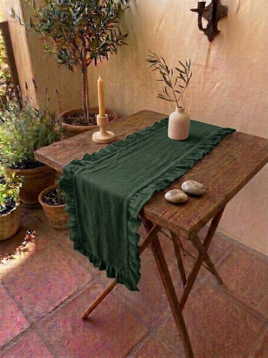 Ruffle Table Runner (Dark Green)