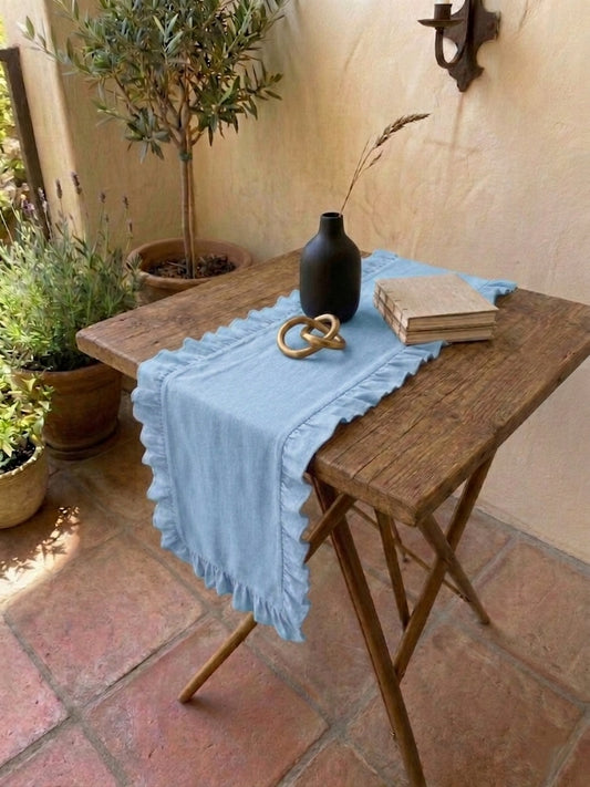 Ruffle Table Runner (Powder Blue)
