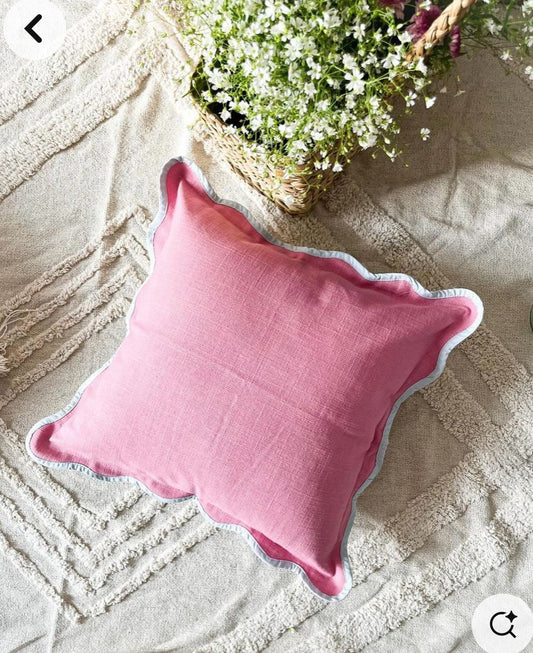 Scalloped Cushion (Pink with White)
