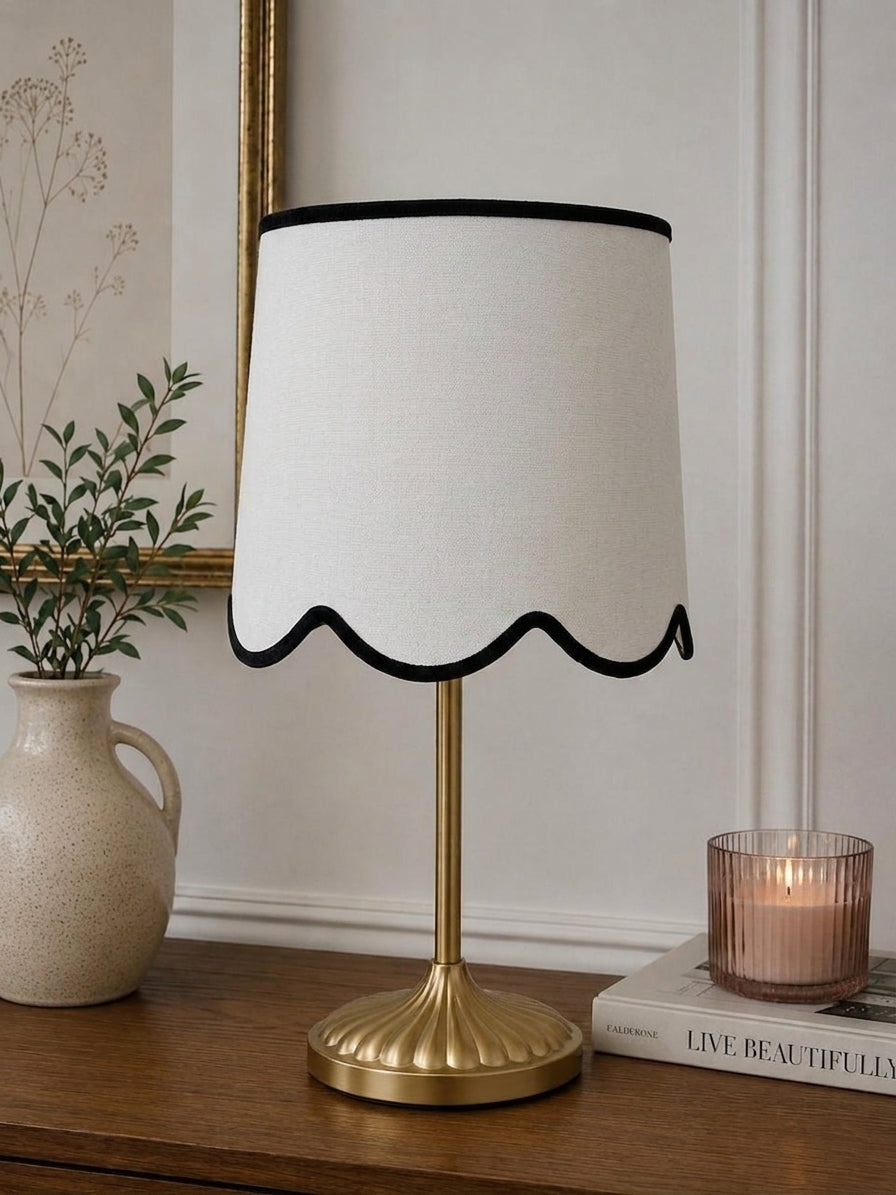 Scalloped Lamp Shade (Black Trim)
