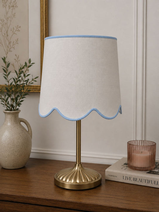 Scalloped Lamp Shade (Light Blue Trim)