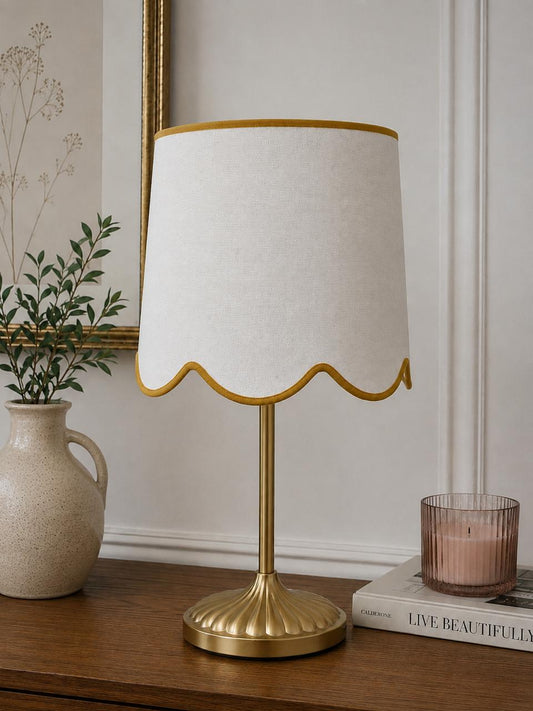 Scalloped Lamp Shade (Mustard Trim)