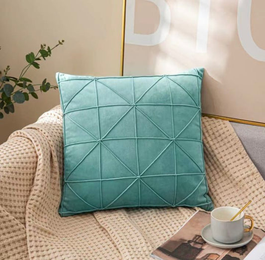 Sea Green Pleated Velvet Cushion