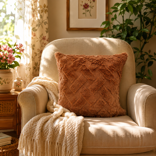 Sherpa Textured Cushion (Brown)