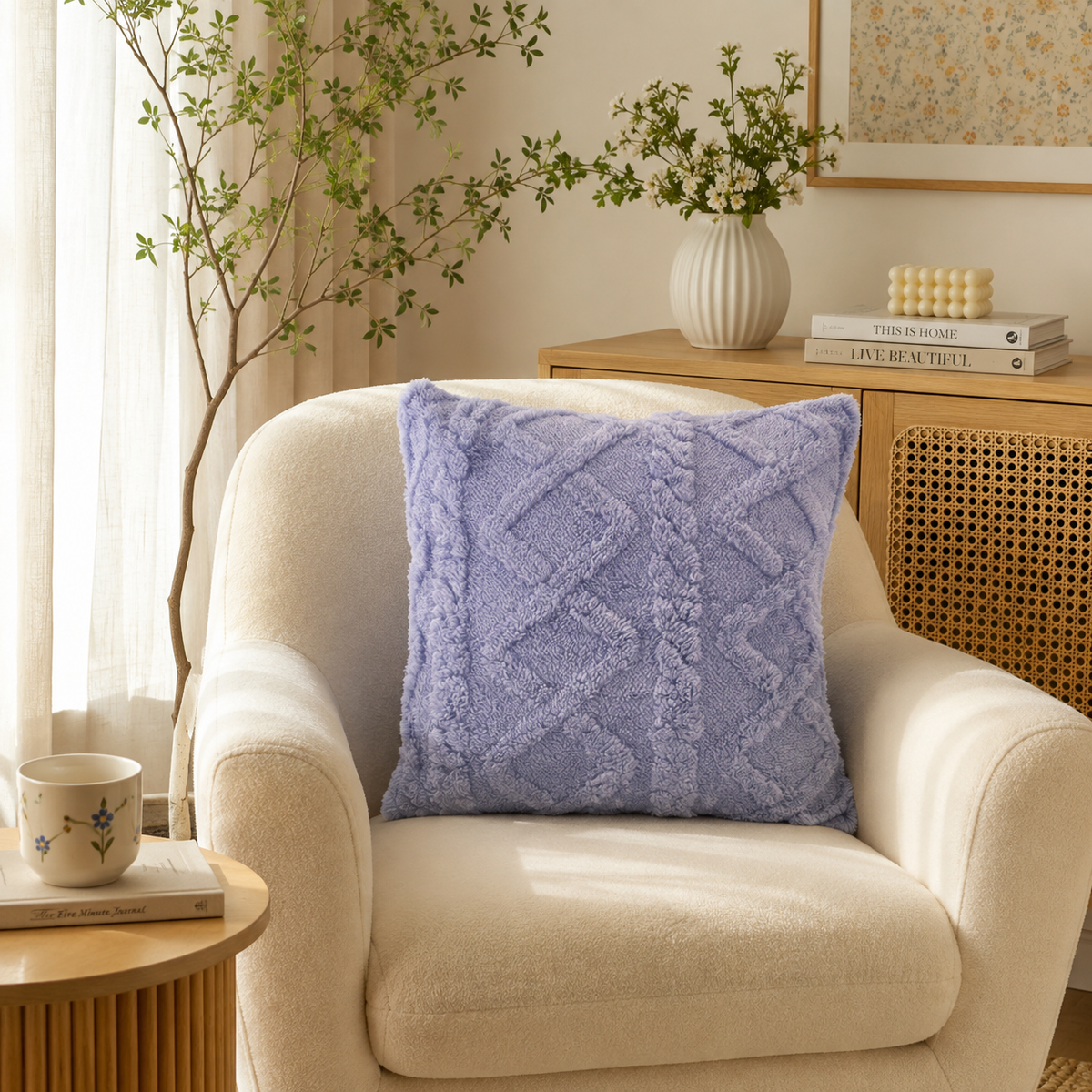 Sherpa Textured Cushion (Gray)