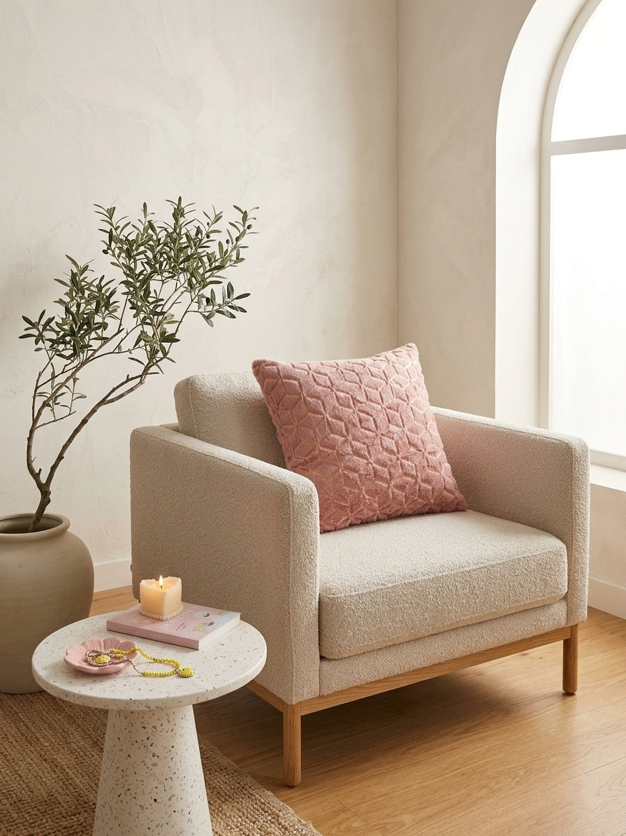 Sherpa Textured Cushion (Pink)