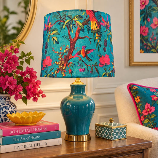 Teal lamp shade
