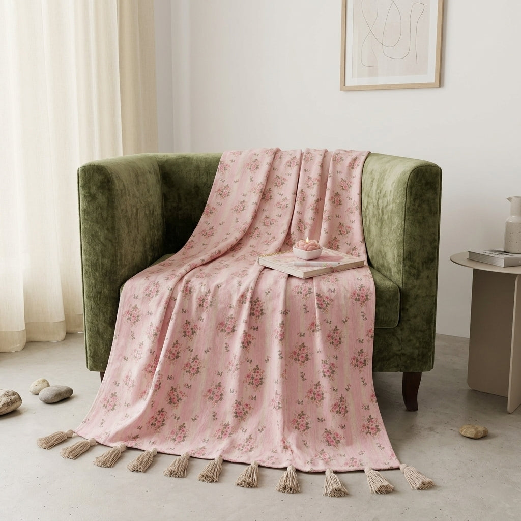 Vintage Rose Throw Blanket