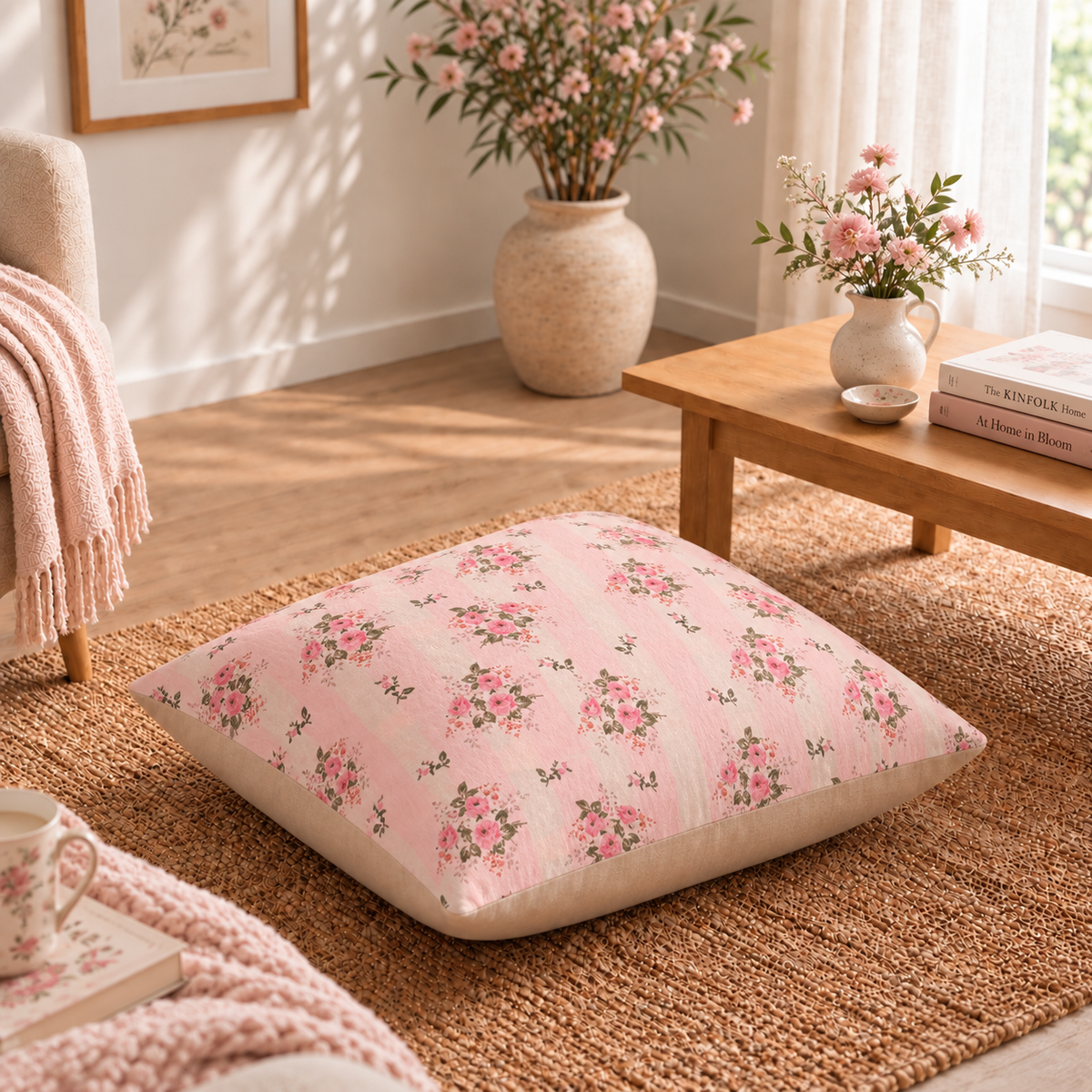 Floor Cushion Cover - Vintage Rose