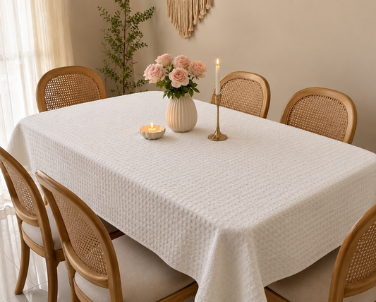 Waffle Weave Off-white Tablecloth