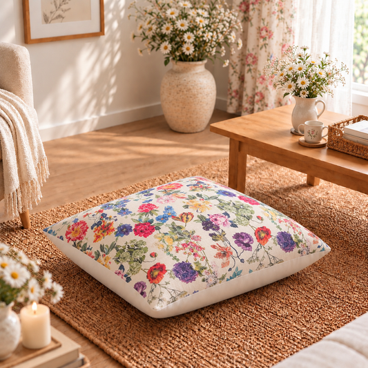 Floor Cushion Cover - White Delight