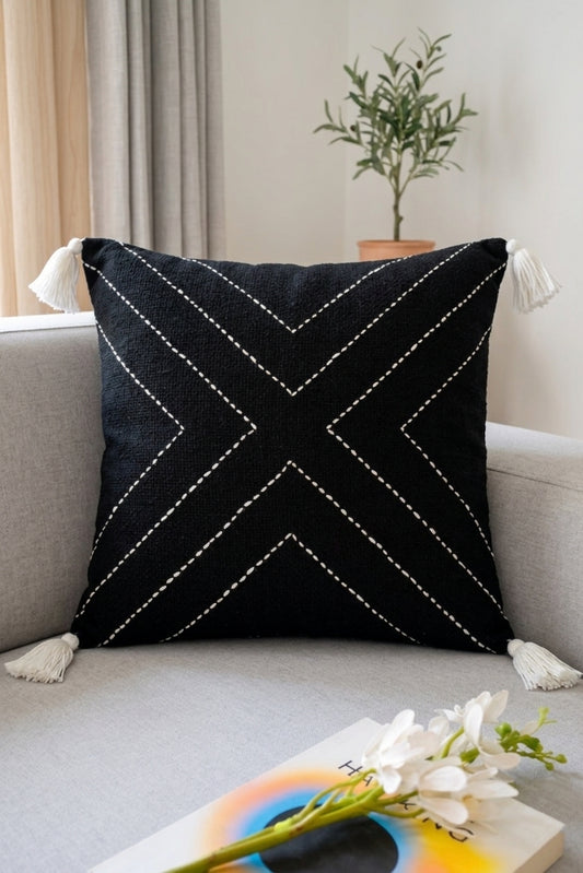X Cushion (Black with White Embroidery)