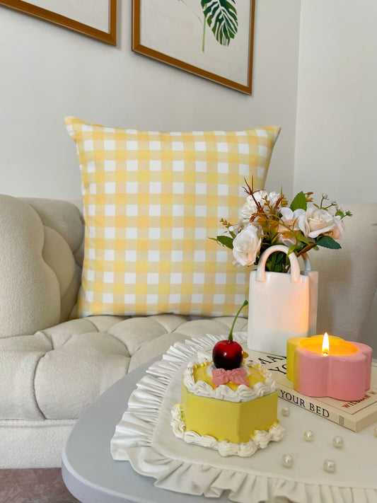 Yellow Gingham Cushion