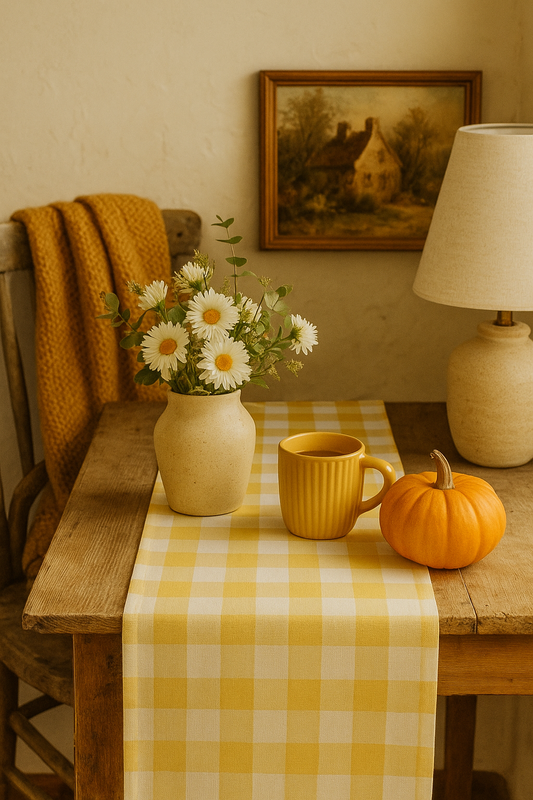 Yellow Gingham Table Runner