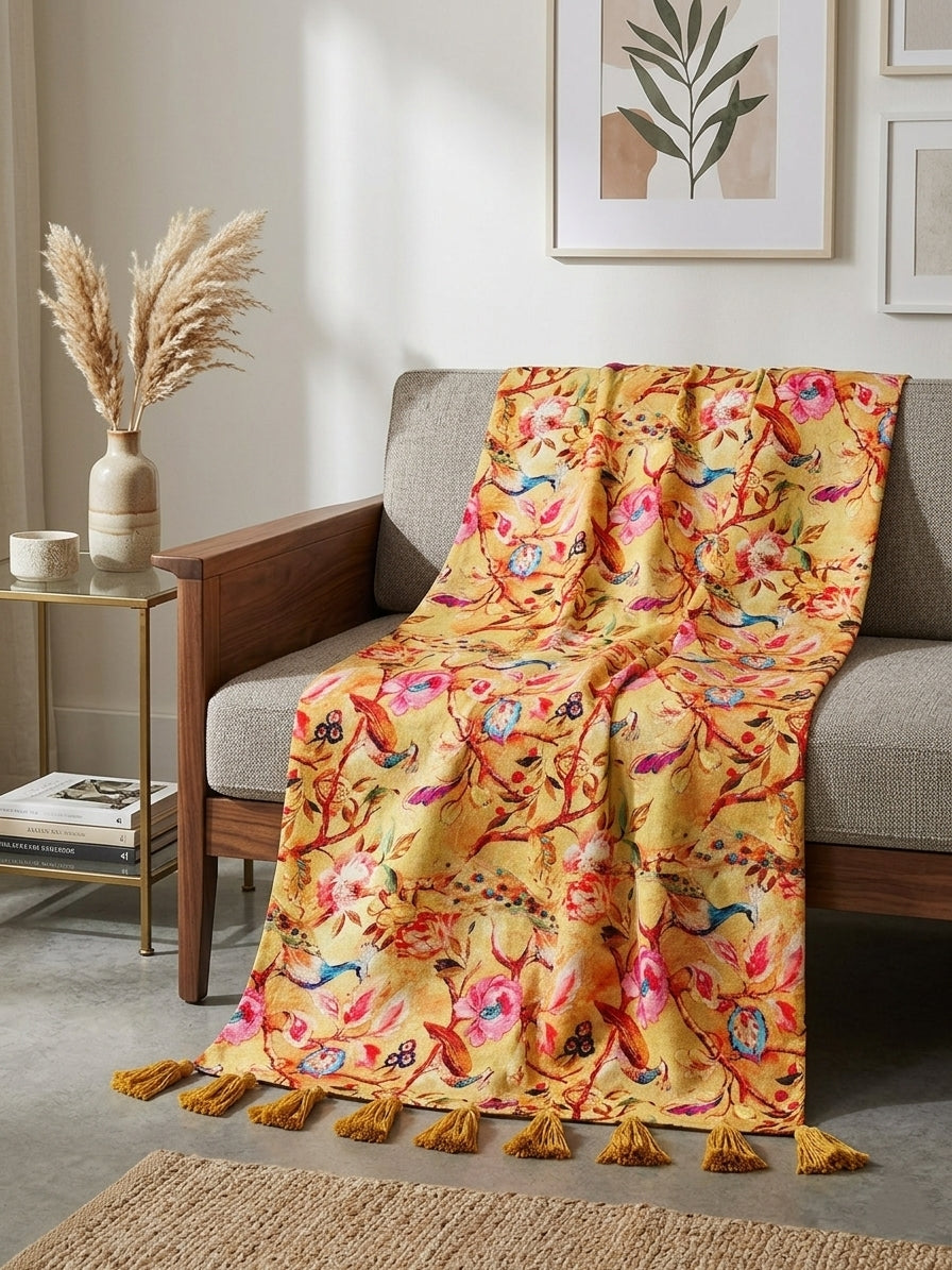 Yellow Garden Throw Blanket