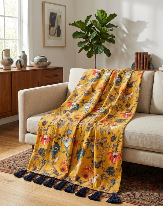 Yellow Vines Throw Blanket
