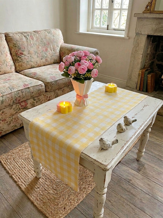 Yellow Gingham Table Runner