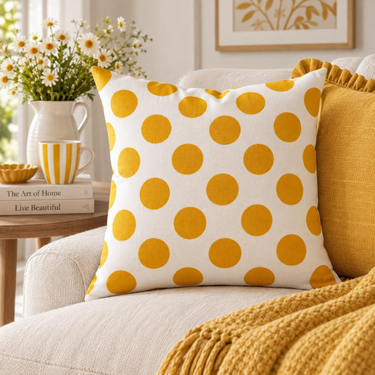 Yellow Polka Cushion