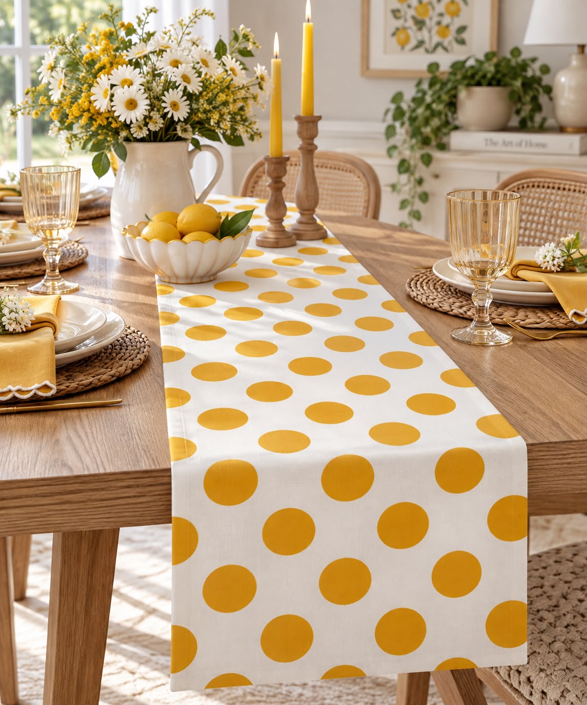 Yellow Polka Table Runner