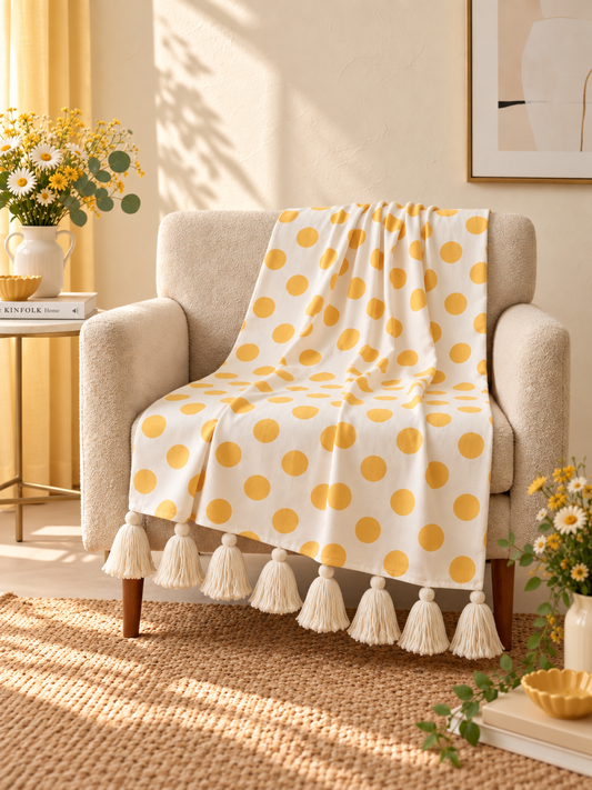 Yellow Polka Throw Blanket